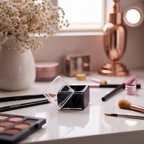 Makeup Pencil Sharpener Dual Hole with Cover for Eyeliner and Eyebrow Precision Sharpening 1