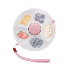 Toddler Snack Spinner with LeakProof Lid, 5 Compartment Snack Box for Kids Travel and Picnic Pink