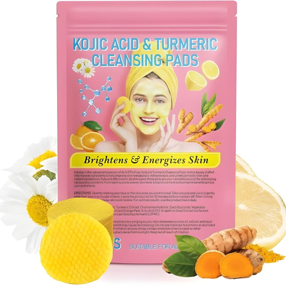 Dark Turmeric Cleansing Pads For Spots With Vitamin C, Gentle Exfoliating Face Pads, 40Pcs