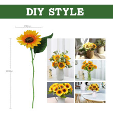 Sunny Floral Collection, 10 Pcs Brightly Hued Premium Silk Sunflowers, Custom Stems For Wedding & Home Decor