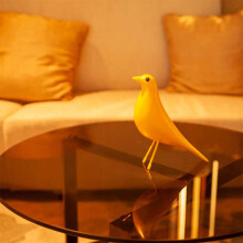 Unique Home Decor Yellow Glass Bird Figurines, Mid Century Modern Sculptures, Decorative Art For Living Room, Office, Gifts for Bird Lovers,