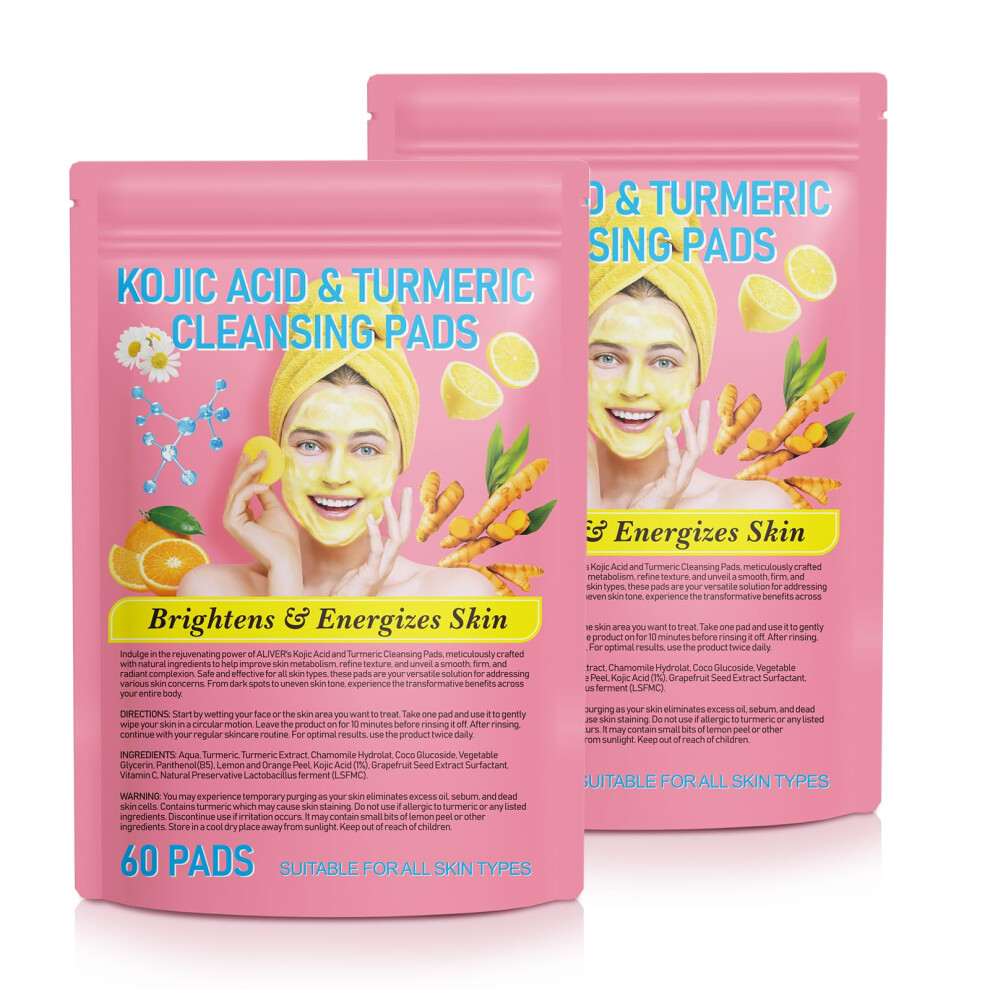 Dark Turmeric Face Cleansing Pads 120Pcs Deep Pore Exfoliating For Acne Spots And Radiant Skin