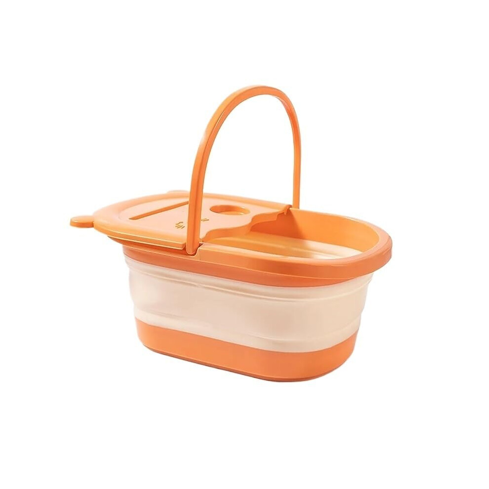 Folding Foot Spa with Massage Function for Home Relaxation Compact Collapsible Foot Bath Orange