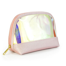 Artículos esenciales brillantes: Neceser portátil con cremallera para mujer, organizador de maquillaje de viaje impermeable con superficie