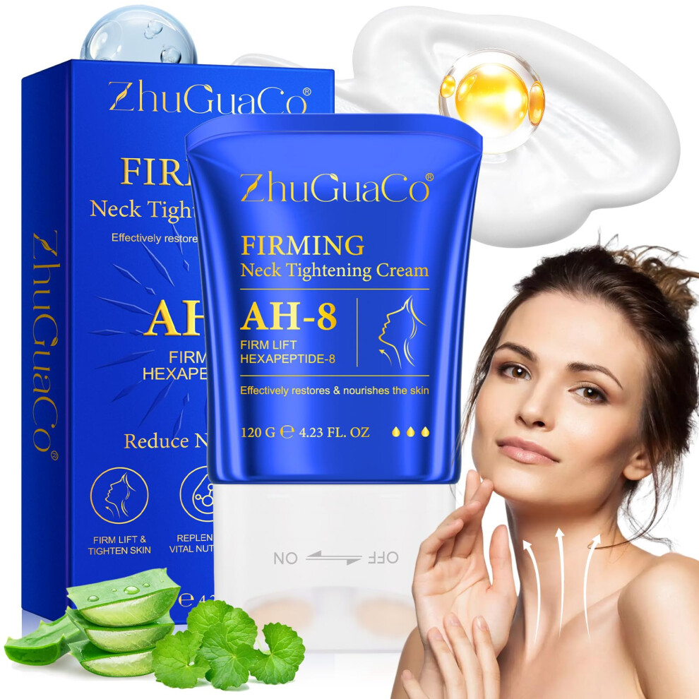 AH8 Neck Firming Cream with 360 Massage Roller, Anti Aging Tightening Moisturizer 4.23oz