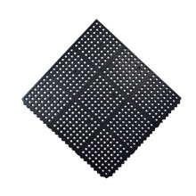 PVC Non Slip Drainage Rubber Mat Connectable Floor Mat With Holes For Kitchen Bar Indoor Outdoor 90x90x1.1cm Black