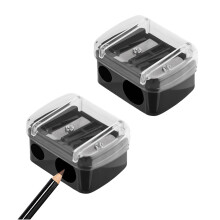2PCS Dual Hole Makeup Pencil Sharpener with Precision Steel Blades for Eyeliner and Lip Liner