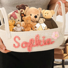Coș de depozitare personalizat pentru bebeluși, coș cu nume personalizat pentru decorul camerei de copii, cadou perfect pentru petrecerea