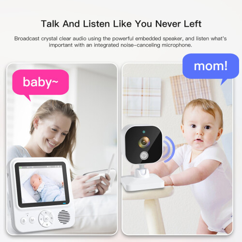 Moniteur vidéo avec transmission 2,4G, audio bidirectionnel, vision nocturne 1