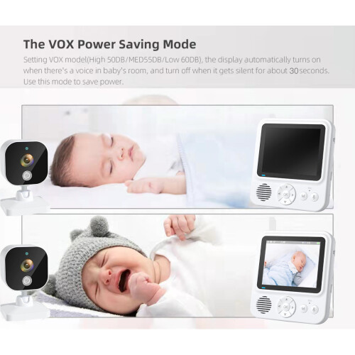 Moniteur vidéo avec transmission 2,4G, audio bidirectionnel, vision nocturne 2