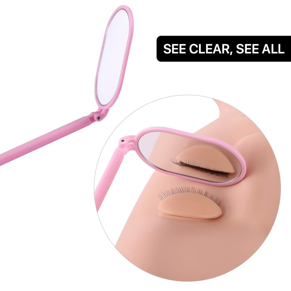 Lash Mirror For Eyelash Extensions, Foldable Eyelash Mirror With Crystal Clear View And Professional Lash Extension Supplies For Adjustable Makeup