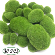 Bolas de musgo verde, pedras decorativas, rochas de musgo artificial para artesanato e arranjos florais, toque natural e felpudo verde brilhante.