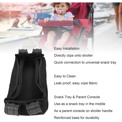 Stroller Snack Tray Drawer Organizer With Side Mesh Pockets For Travel Easy Clean Size S 2