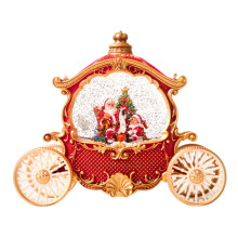 Christmas Snow Globe Musical Night Light Carriage Design Red Music Box Gift For Mom And Dad