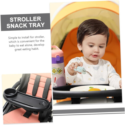 Stroller Snack Tray Cup Holder Easy Install For Pram Pushchair Plastic Material Compatible With Most Strollers 1