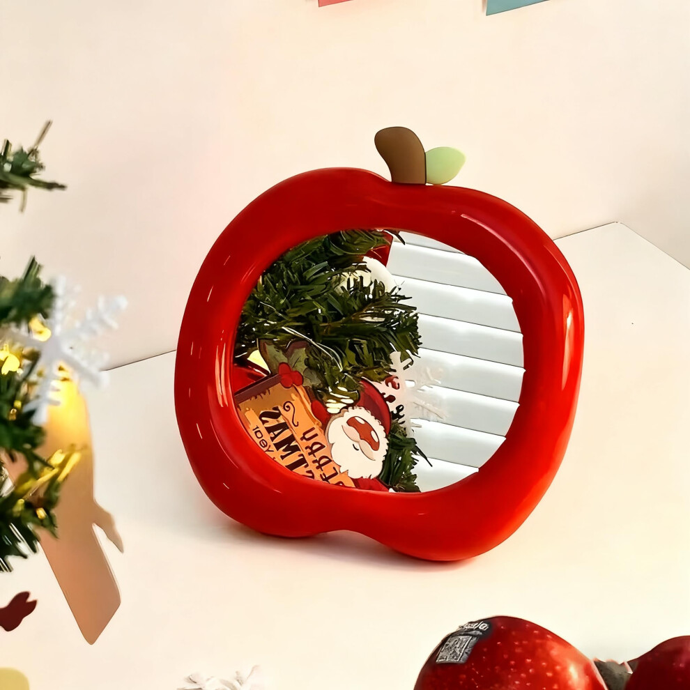 AppleShaped Vanity Mirror with Clear Reflection, Foldable Desk Makeup Mirror for Travel and Home