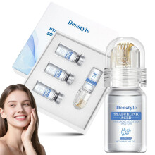 Microneedling Kit with Hyaluronic Acid and Collagen for Face AntiAging Hydration, 1 Roller 4 Serums