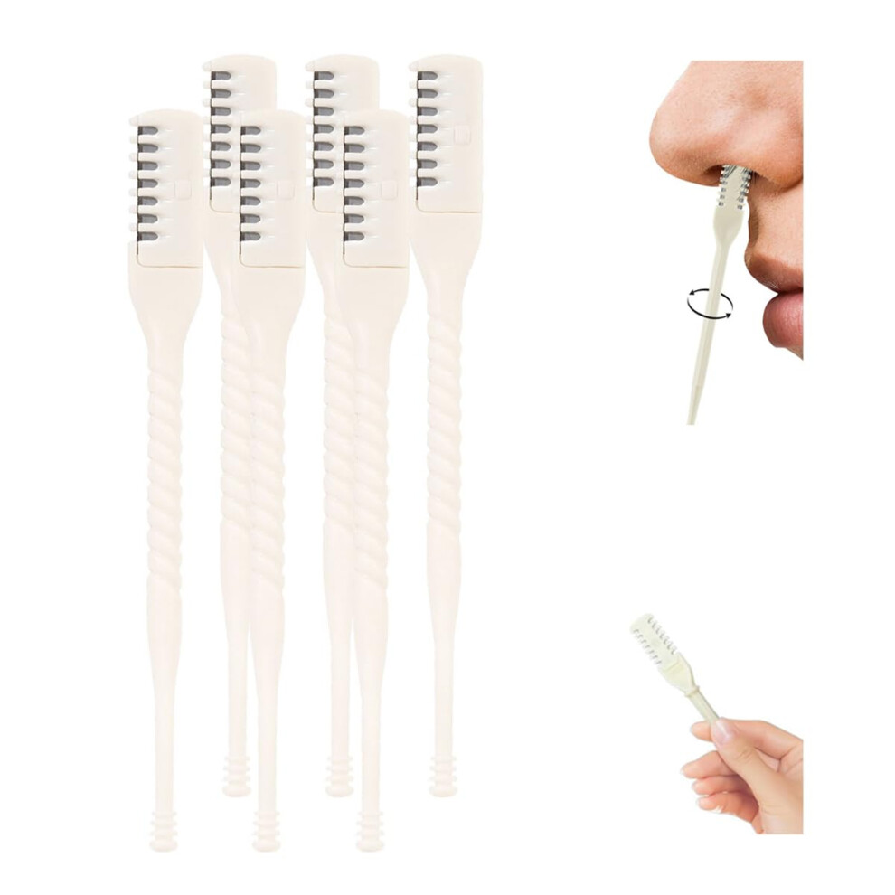 Manual Nose Hair Trimmer 2 in 1 Stainless Steel with 360 Rotating Blades Pain for Men Women 6PCS