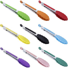 (As show, One size) Lot de mini pinces de service en silicone 17,8 cm 7 inch 9 couleurs.