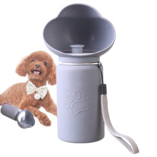 Portable Pet Water Bottle Foldable SpillProof Temperature Resistant Dispenser Cup For Dogs Hiking Gray B