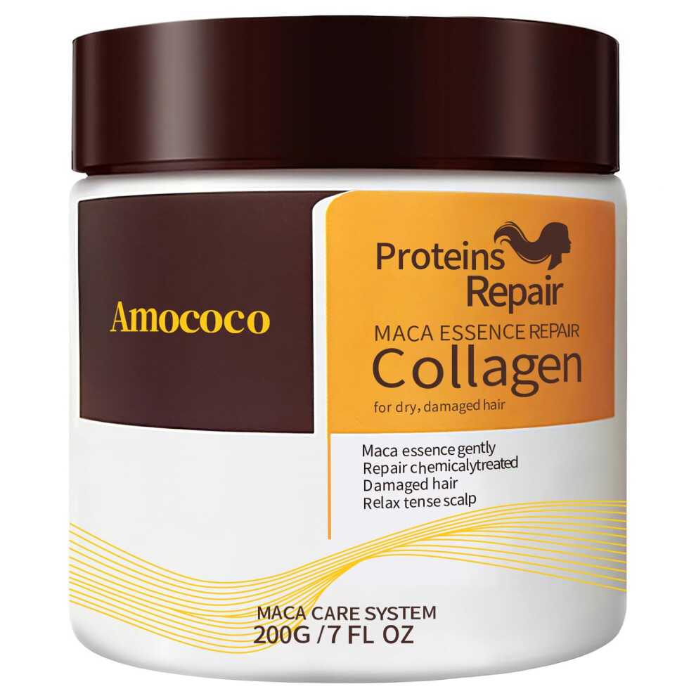 Collagen Protein Hair Mask 7oz Deep Hydration and  with Maca Essence for Dry Damaged Hair