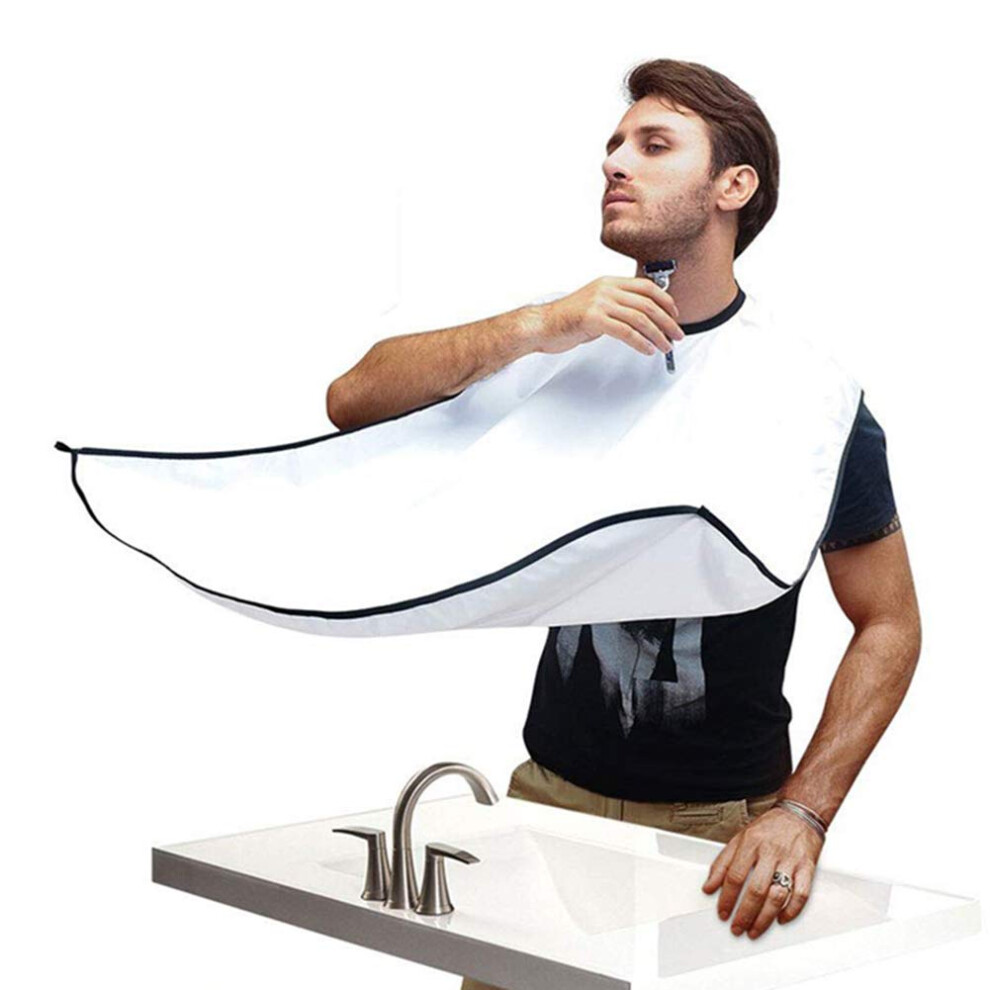 White Beard Bib For Shaving And Trimming With Suction Cups, Nomess Grooming Apron For Sink,