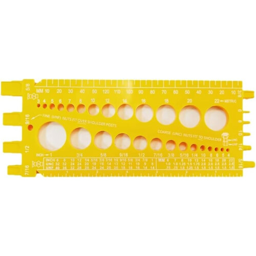 Measuring Tool for Fasteners, Yellow Color, Accurate Gauging, Compatible With Various Fasteners, For Different Projects 1