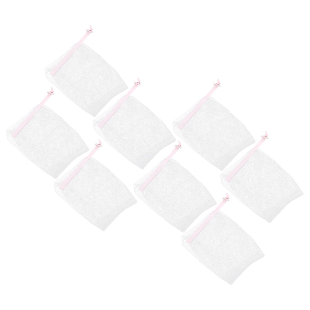 8PCS Facial Foaming Net Soap Saver Bag with Drawstring for Rich Foam and Gentle Skin Exfoliation