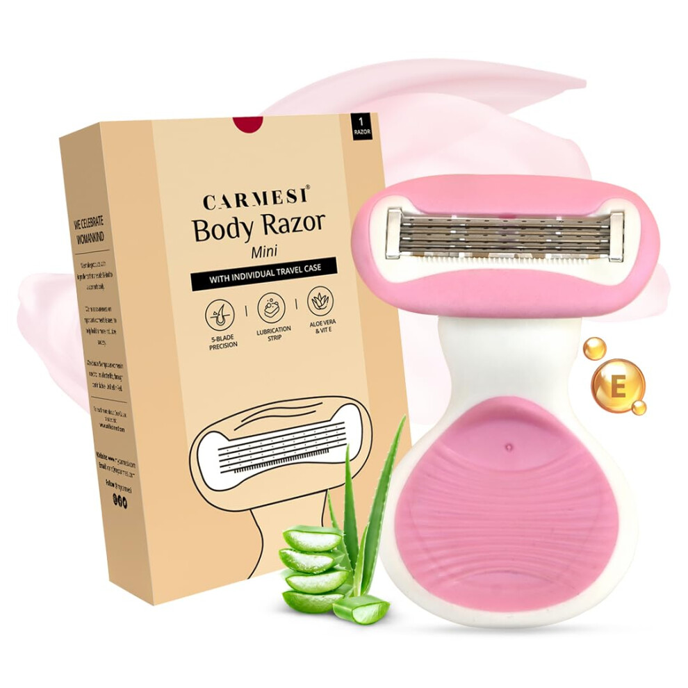 Women's 5 Blade Razor for Sensitive Skin with Aloe Vera Strip and Travel Case for Smooth Shaving