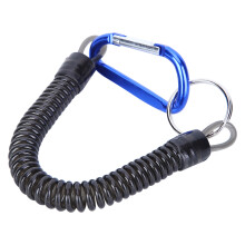 Cordón elástico de pesca con resorte en espiral, mosquetón de acero inoxidable que garantiza una sujeción segura del equipo, cordón de seguridad