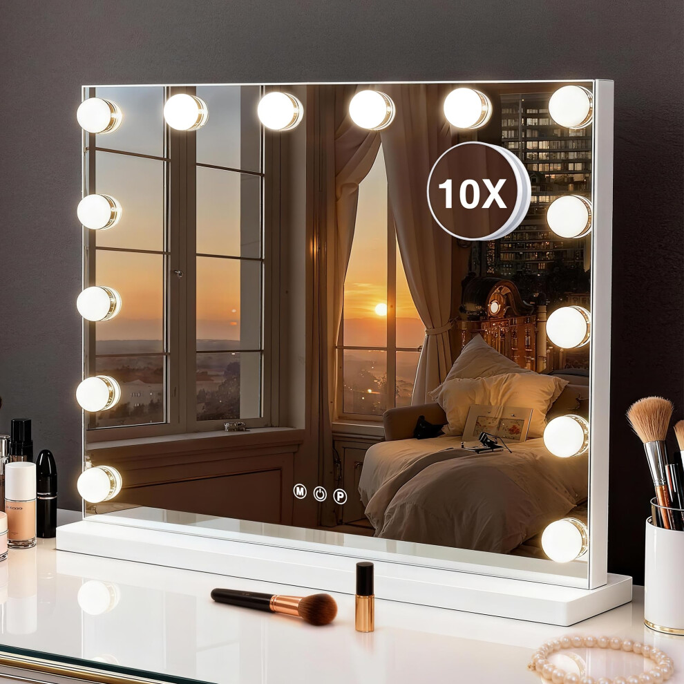 Light Vanity Mirror With S, Large Hollywood Makeup Mirror With 3 Color Modes And 10X Magnification