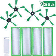 LAOYE 9-piece accessory set for Vorwerk Kobold VR200 VR300 robotic vacuum cleaners - replacement parts: 4 HEPA allergy filters, 4 side brush