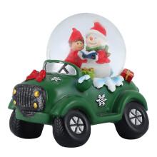 Christmas Colorful LED Light Snow Globe Car Featuring Santa and Snowman, Luminous Winter Decor for Home and Office