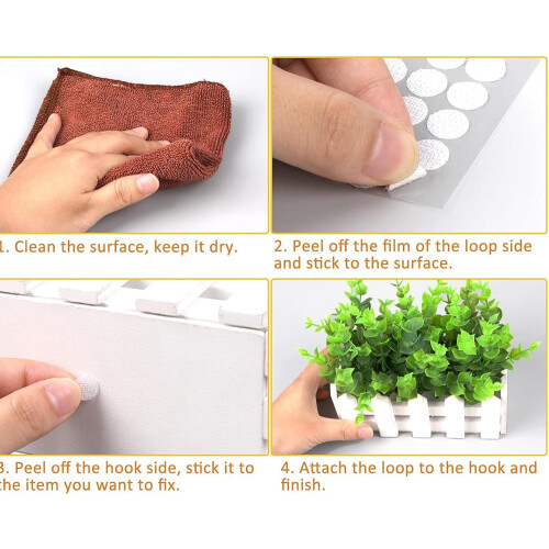 Hook and loop adhesive dots 10mm, 100 pieces, self-adhesive, round, double-sided adhesive hook and loop fastener, round hook and loop tape s 2