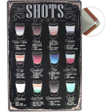 (As show, One size) Grand Teint Plaque Mtallique Vintage 20x30cm Poster En Mtal Mural Plaque Dcorative pour Cafe Bar Restaurant Pub, Srie Bire (SHOTS)