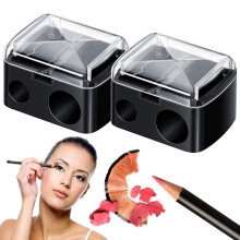 Makeup Pencil Sharpener Dual Hole with Cover for Eyeliner Lip Liner Eyebrow 5 Pack