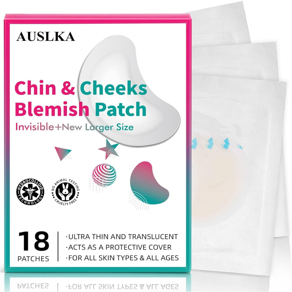 Large Hydrocolloid Pimple Patches for Face with Tea Tree and Calendula, Waterproof, 18 Count