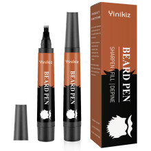 Beard Pencil Filler for Men 2PCS Waterproof Beard and Eyebrow Kit with 4Fork Tip Natural Finish