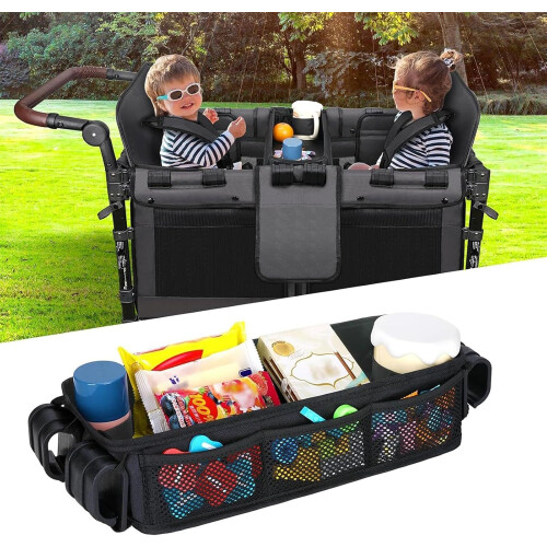 Stroller Snack Tray Toddler Cup Holder Snack Organizer Tray For Stroller 4 Cup Holders Universal Compatibility 1