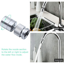 Rotary Faucet Areator, Faucet Extender for Kitchen Sink with 360 Swivel, Soft Bubble Stream & Strong Flushing Mode, Easy Installation, Brass