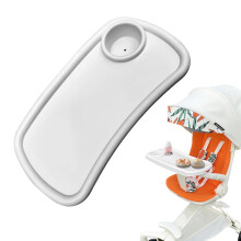Baby Snack Tray - Stroller Tray Accessory with Cup Holder, White/Dark Grey Heather, Compatible with Most Strollers