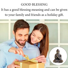Meditation Decor for Zen Space, Feng Shui Statue Brass Buddha Statue with Antique Finish Sitting Pose Small Pocket Buddha for Home Office Garden Yoga