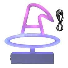 LED Night Light with Witch Hat Design Battery USB Powered Neon Sign Creative Lighting Decor for Halloween Home Party Safe Power Supply Long Lifespan D