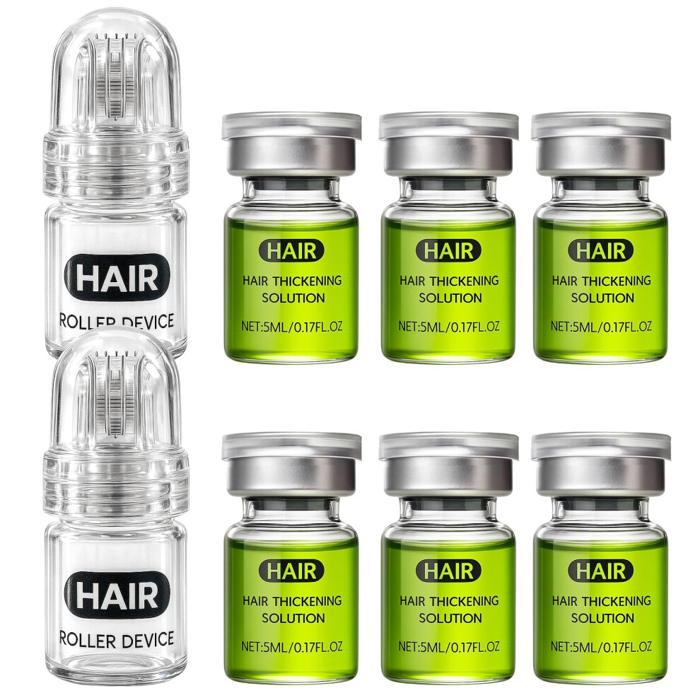Hair Growth Serum with Micro Roller and Ginger Rosemary, Boosts Regrowth for Thinning Hair 0.85oz