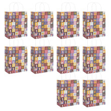 Bolsas de regalo navideñas, diseños surtidos en papel kraft blanco para disfrutar de unas fiestas reutilizables.