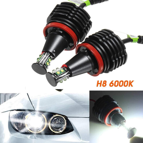 LED Angel Eyes 2X 80W H8 Error  For BMW E90 E92 E82 E60 E70 E71 X5 X6 Halo Headlights 1