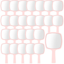 25 Pcs Small Handheld Mirrors with Handle Pink Bulk Travel Size Vanity Makeup for Home Salon