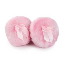 Large Fluffy Body Powder Puff 4 Inch Pink Plush with Ribbon Handle for Baby Face and Body 2 Pack