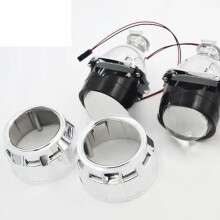 LED Angel Eyes Universal 2.5Inch Dual Light Lens HID NonDestructive Low Beam Modification Black Cover 2Piece