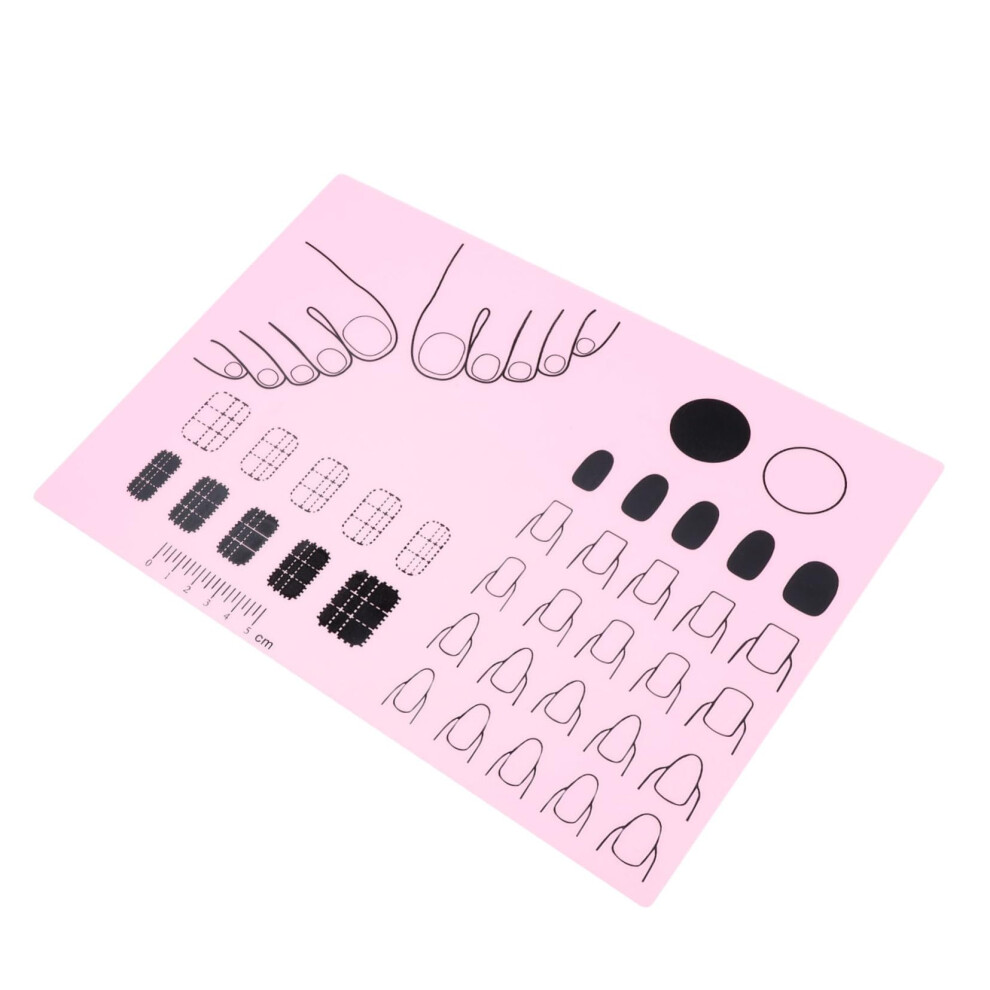 Nail Art Silicone Practice Mat with Multiple Nail Shape Zones for Manicure Training Pink
